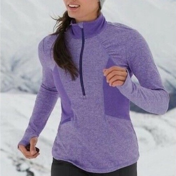 Athleta Sweaters - Athleta Heathered Purple Zip-Up Jacket